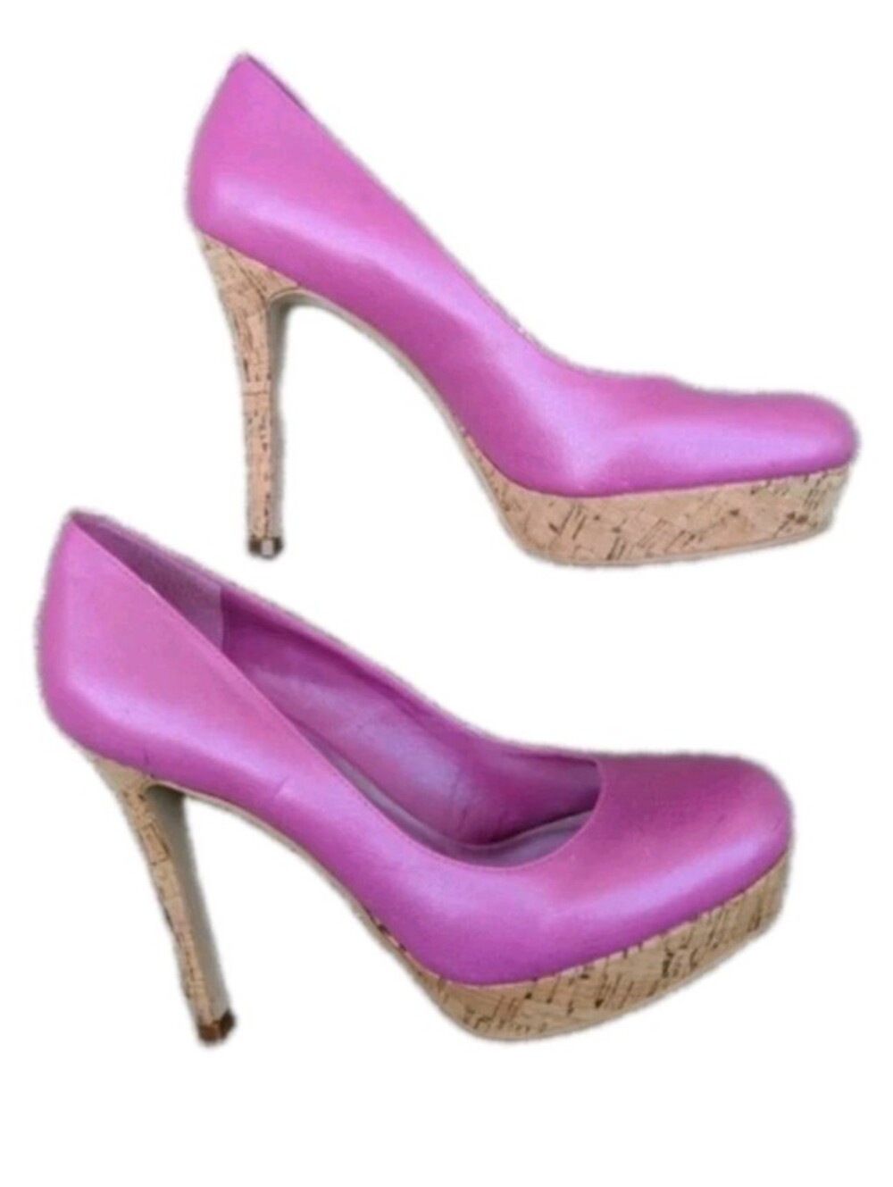 Jessica Simpson Pumps Faux Vegan leather Cork heels Women's Size 7.5 Pink
